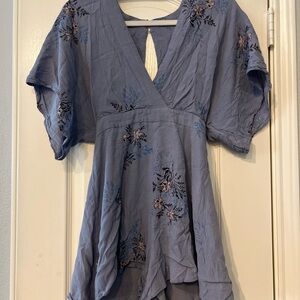 Astr The Label Adeline Floral Periwinkle Romper